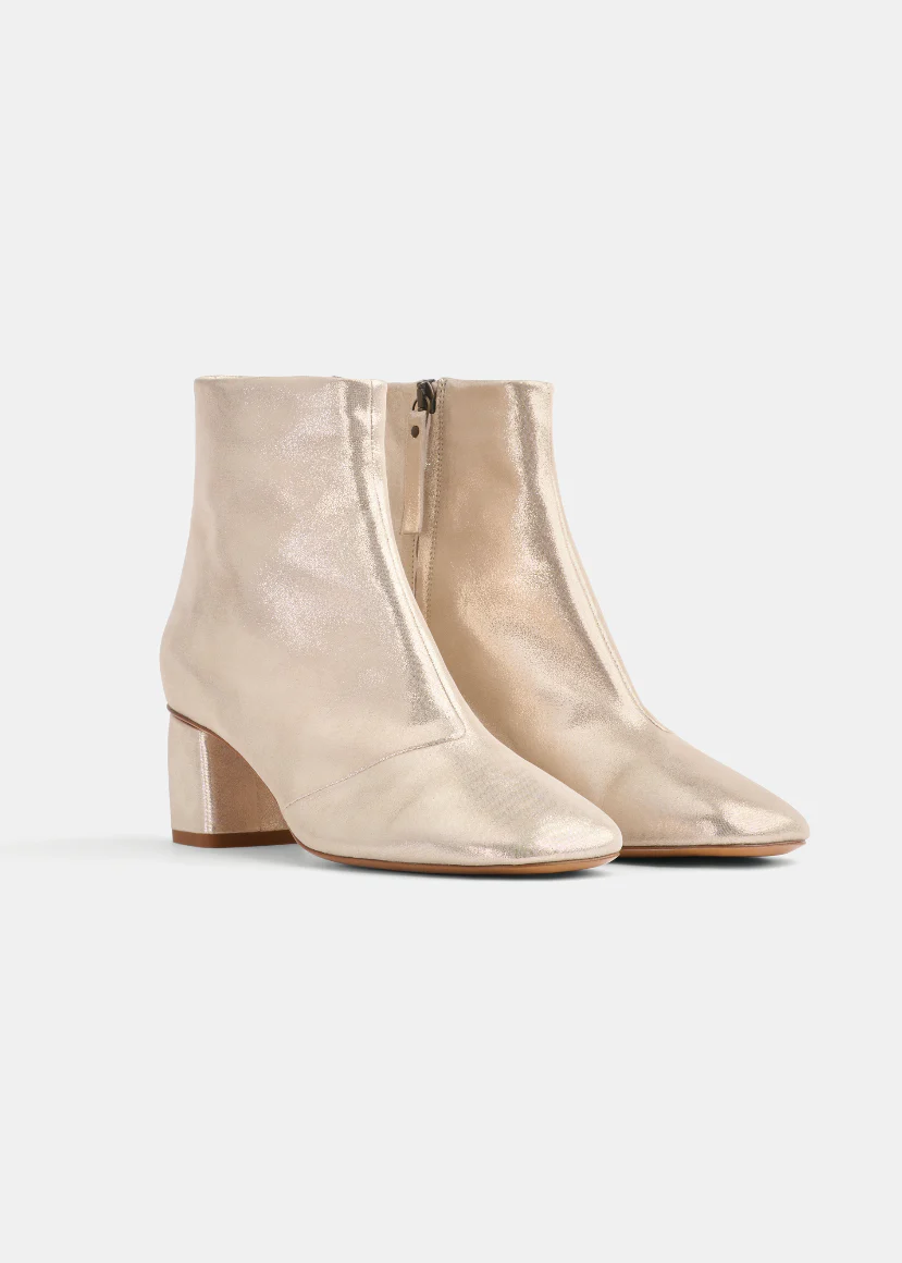 Laminated Leather Ankle Boots in Platino - Image 2