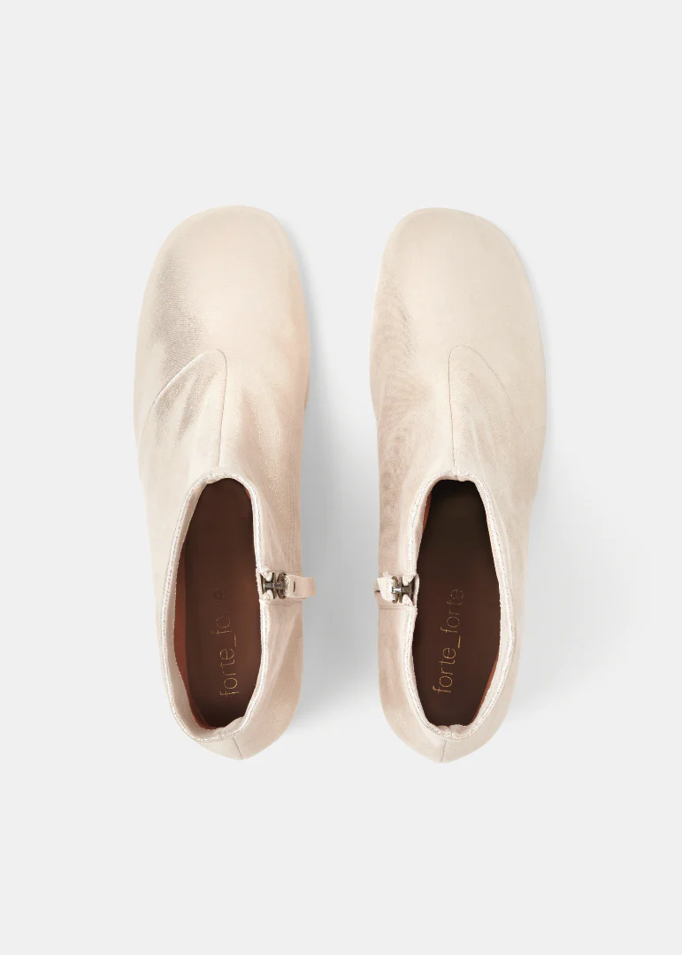 Laminated Leather Ankle Boots in Platino - Image 3