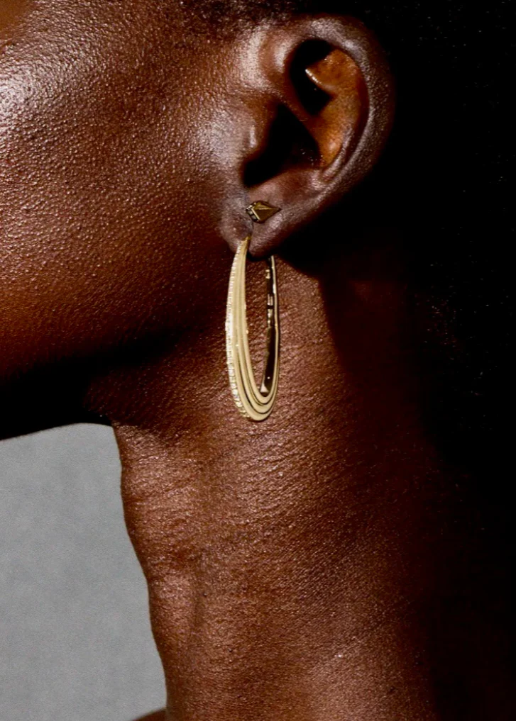 Large Ziggy Diamond Hoop Earrings - Image 2