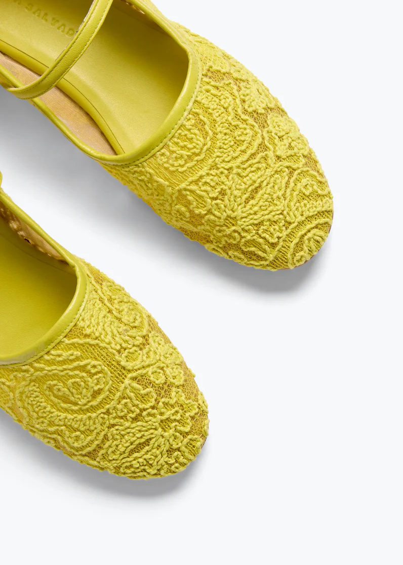 Laurel Mary Jane in Lime Jacquard Mesh - Image 4