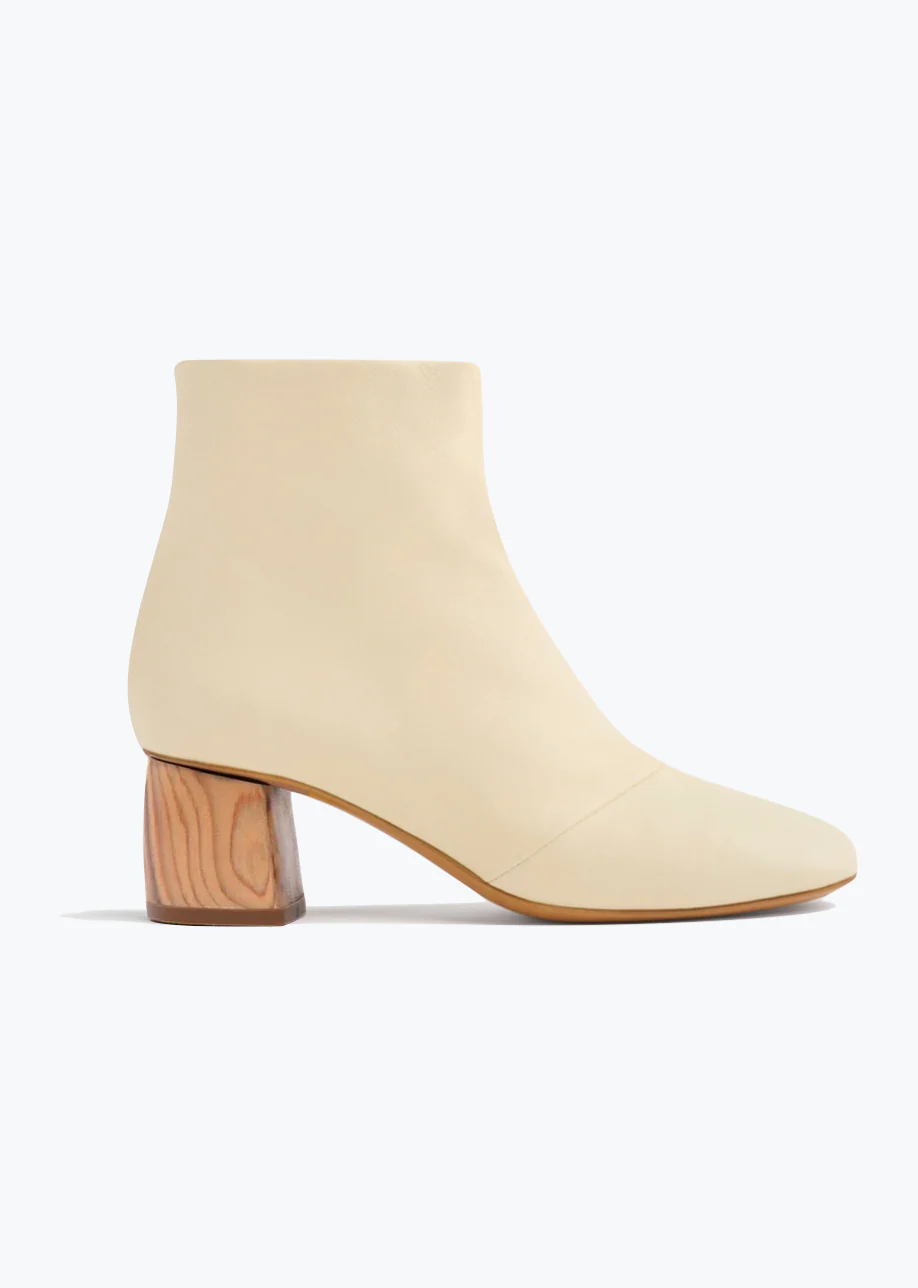 Leather Ankle Boots in Ivory