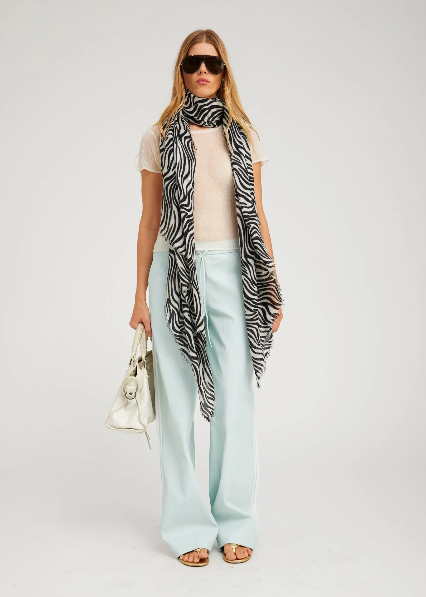 Leather Baggy Athletic Pants in Mist - Image 2