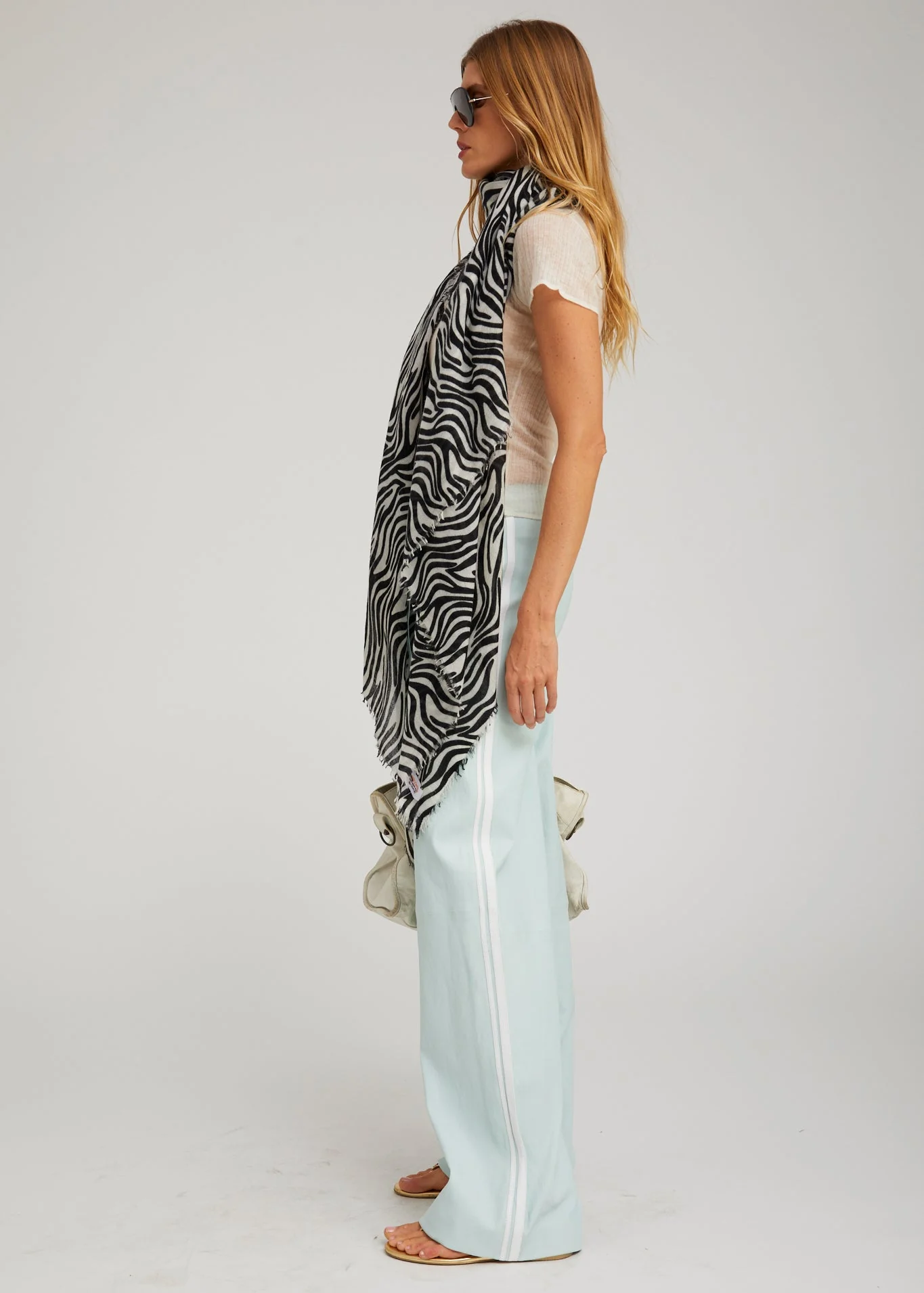 Leather Baggy Athletic Pants in Mist - Image 3