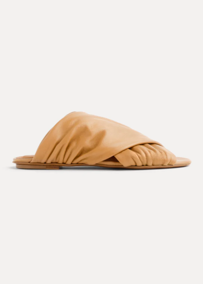 Nappa Leather Flat Sandals in Naturale
