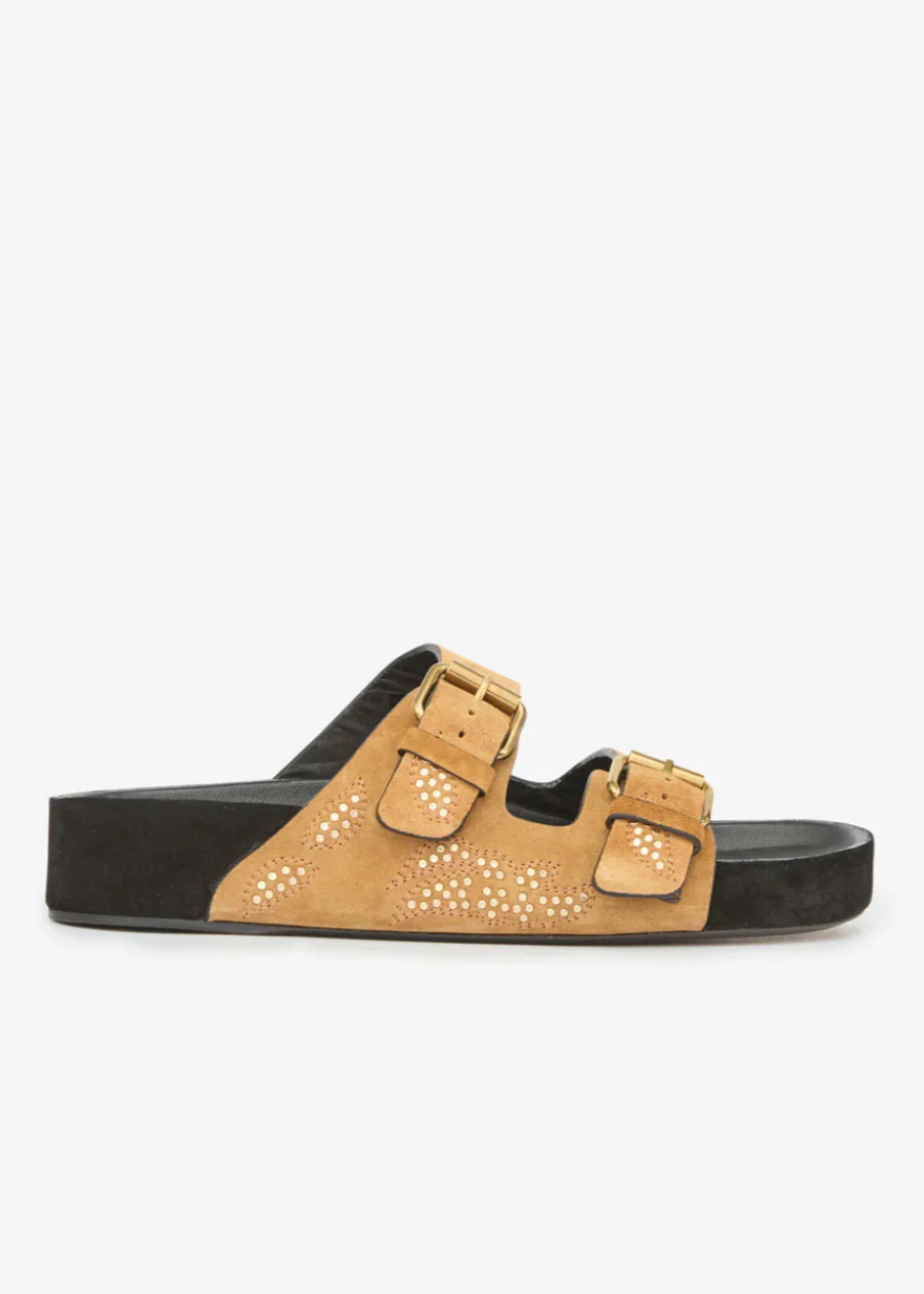 Lennyo Sandal in Cognac and Gold