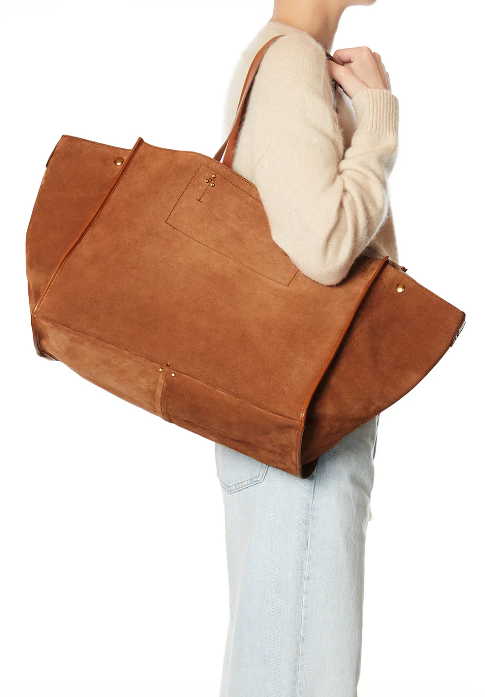 Léon L Split Suede Tote in Caramel - Image 4
