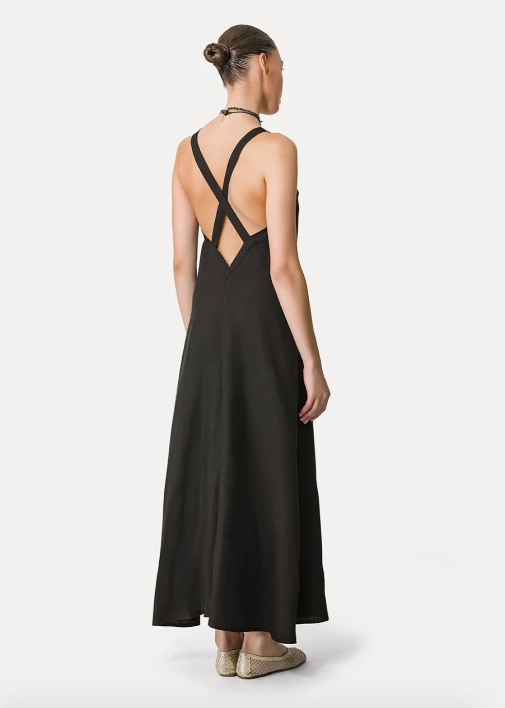 Linen Dress with Spaghetti Straps - Image 3
