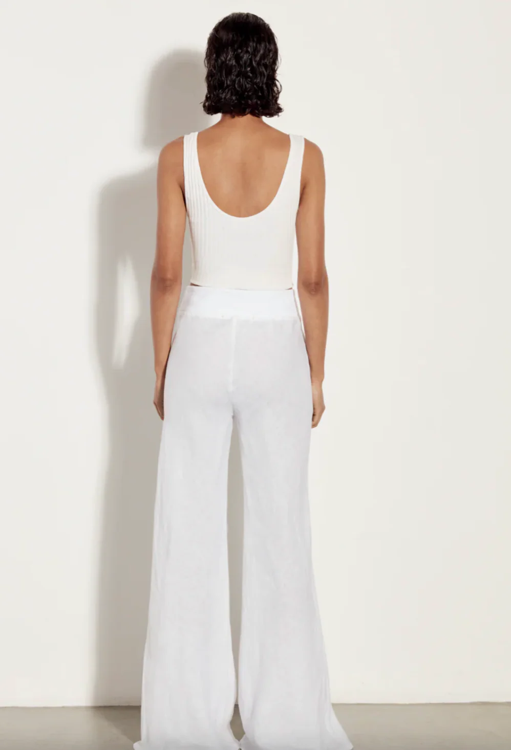 Linen Wide Leg Pants in White - Image 3