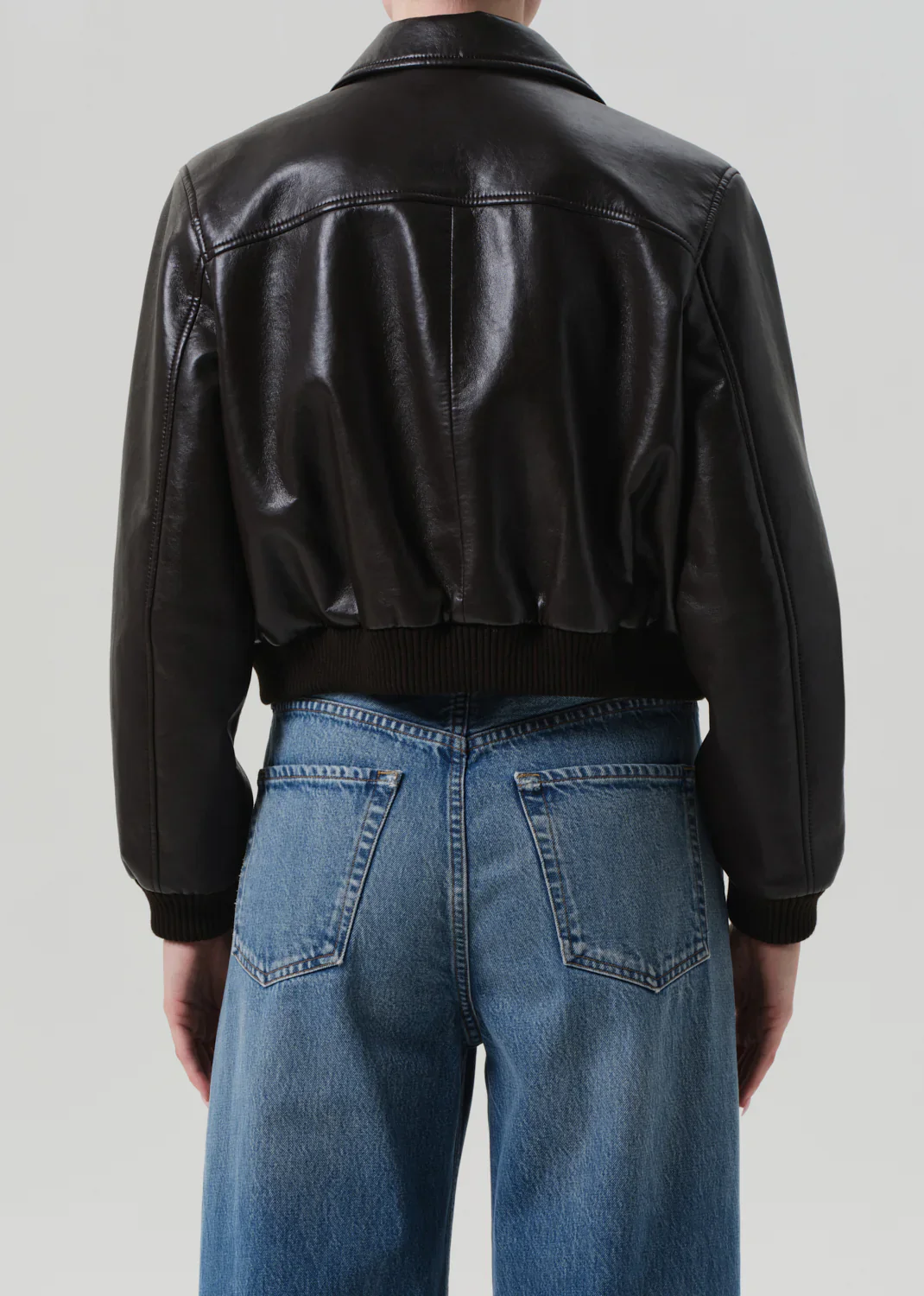 Lola Leather Bomber in Dark Brown - Image 3