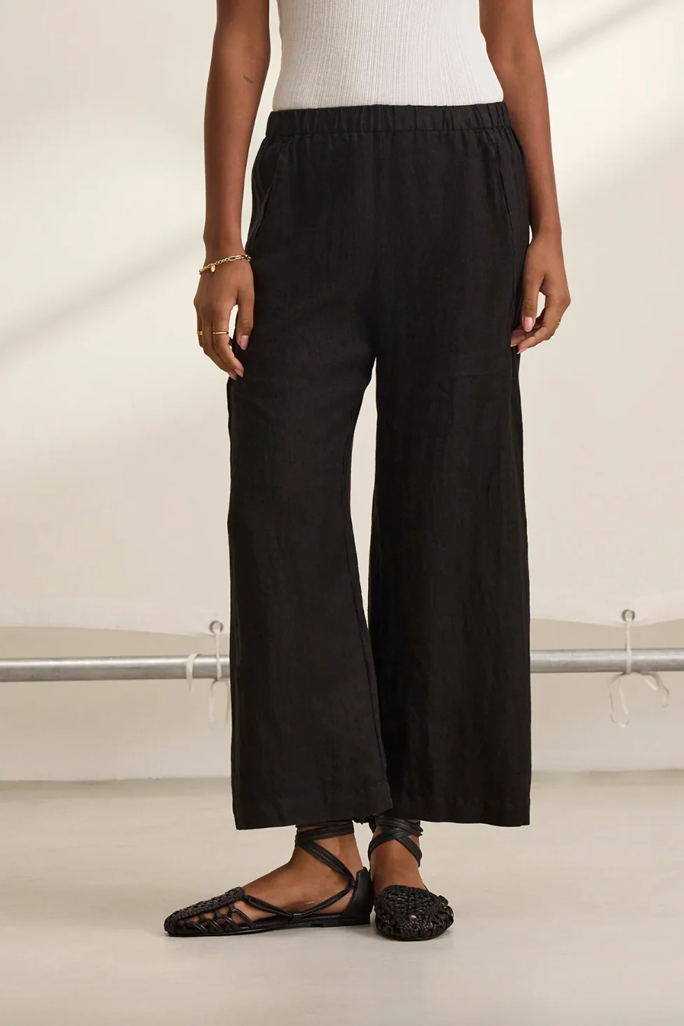 Lola Linen Pant in Black