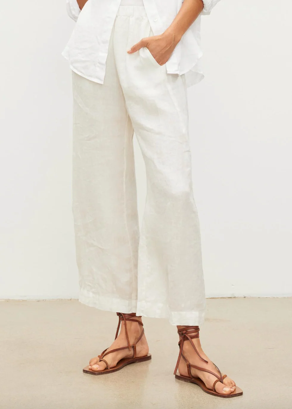 Lola Linen Pant in Chalk