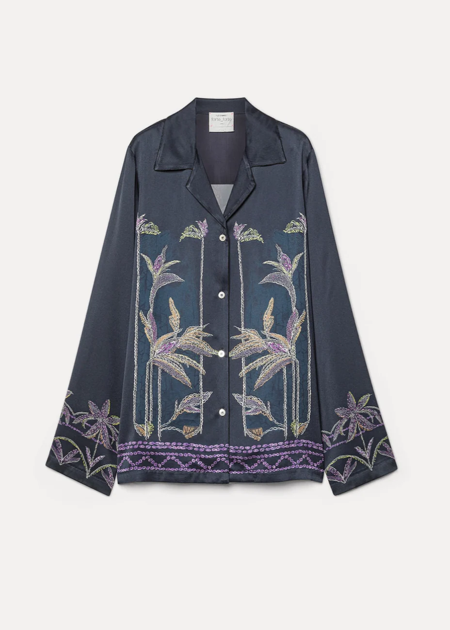 Sogni Print Relaxed Satin Shirt