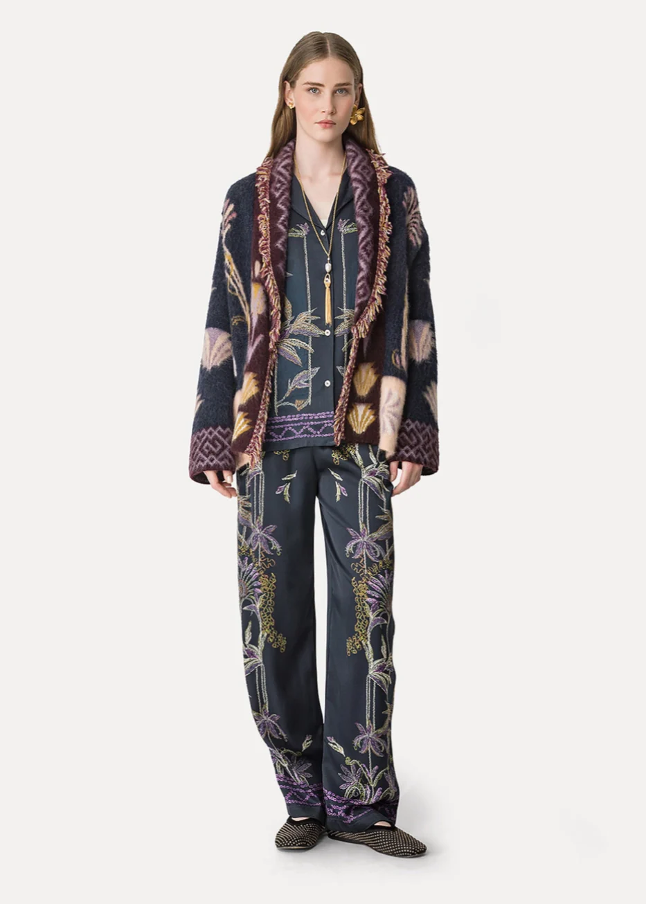 Sogni Print Relaxed Satin Shirt - Image 4