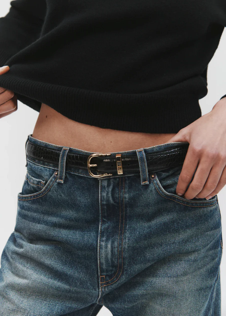 Louise Belt in Black Embossed Croc - Image 2