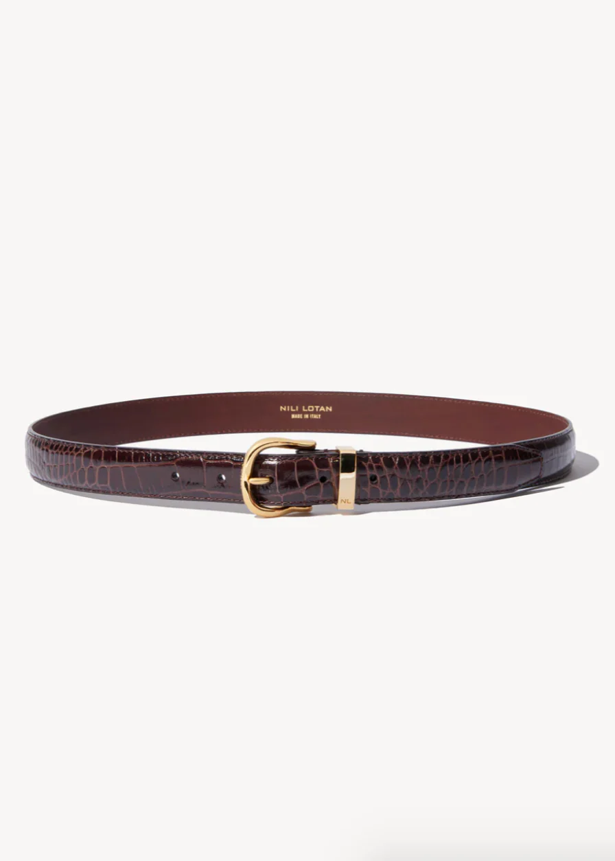 Louise Belt in Brown Embossed Croc