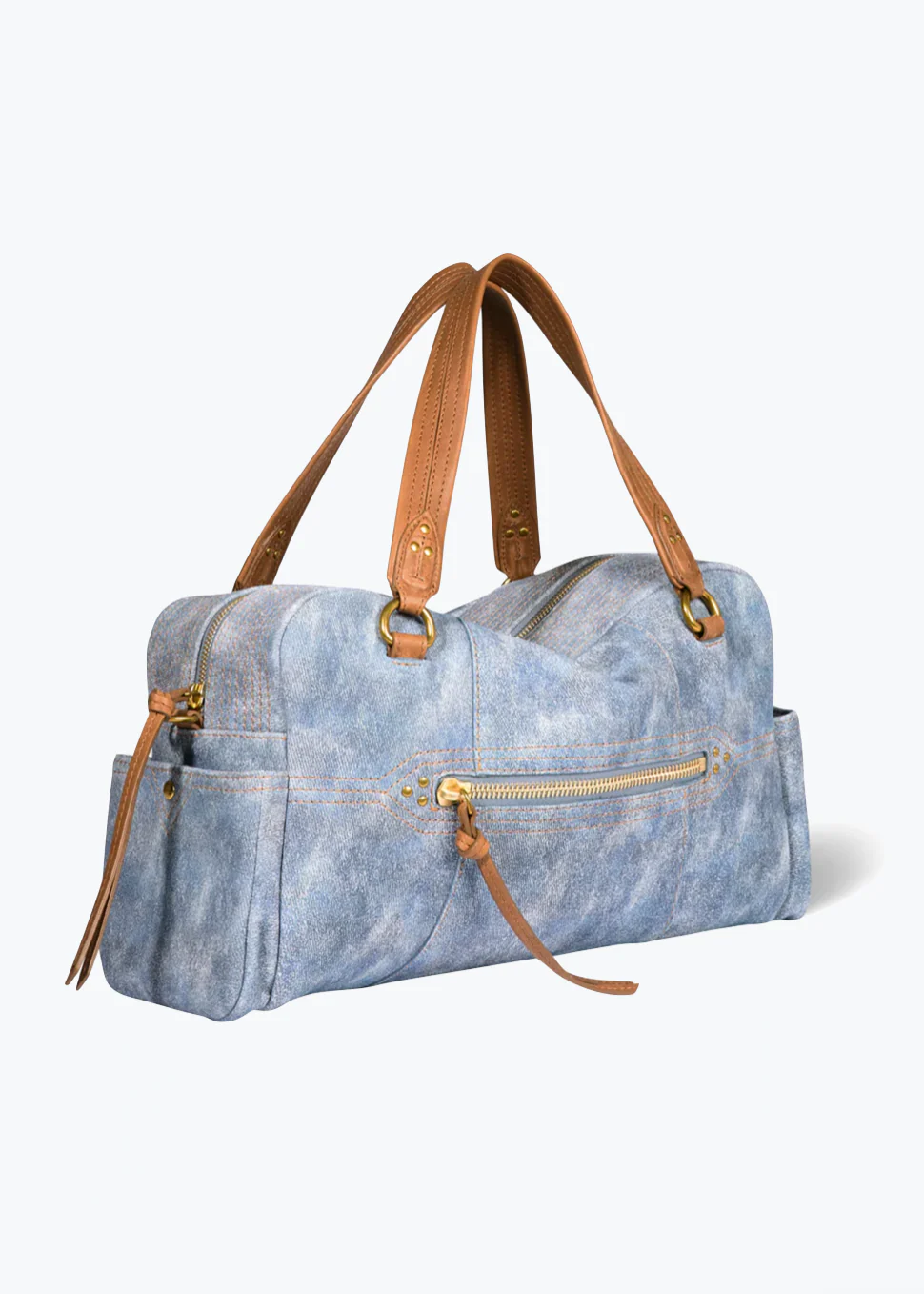 Lucky Bowling Bag in Washed Jeans Suede - Image 3