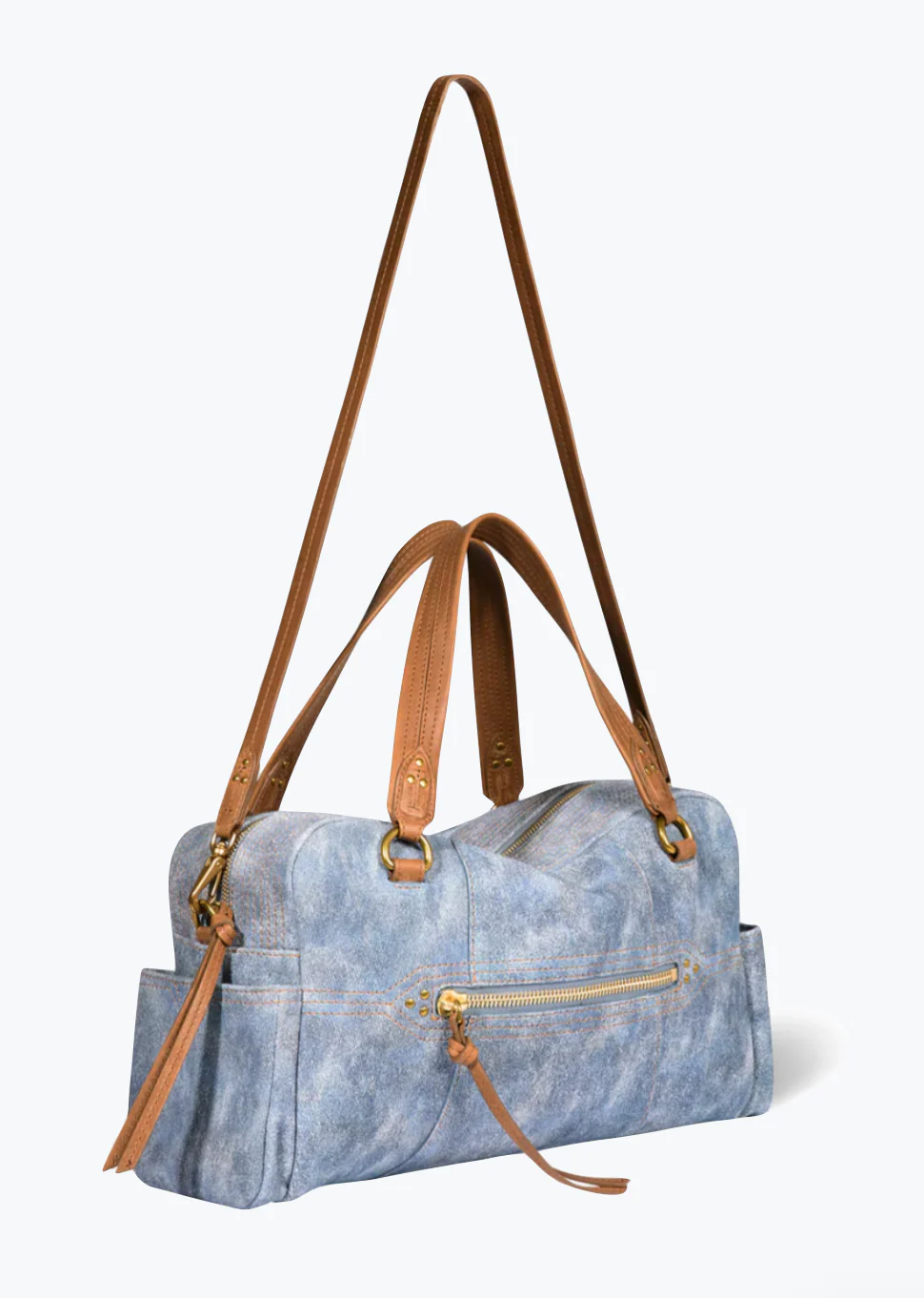 Lucky Bowling Bag in Washed Jeans Suede - Image 4