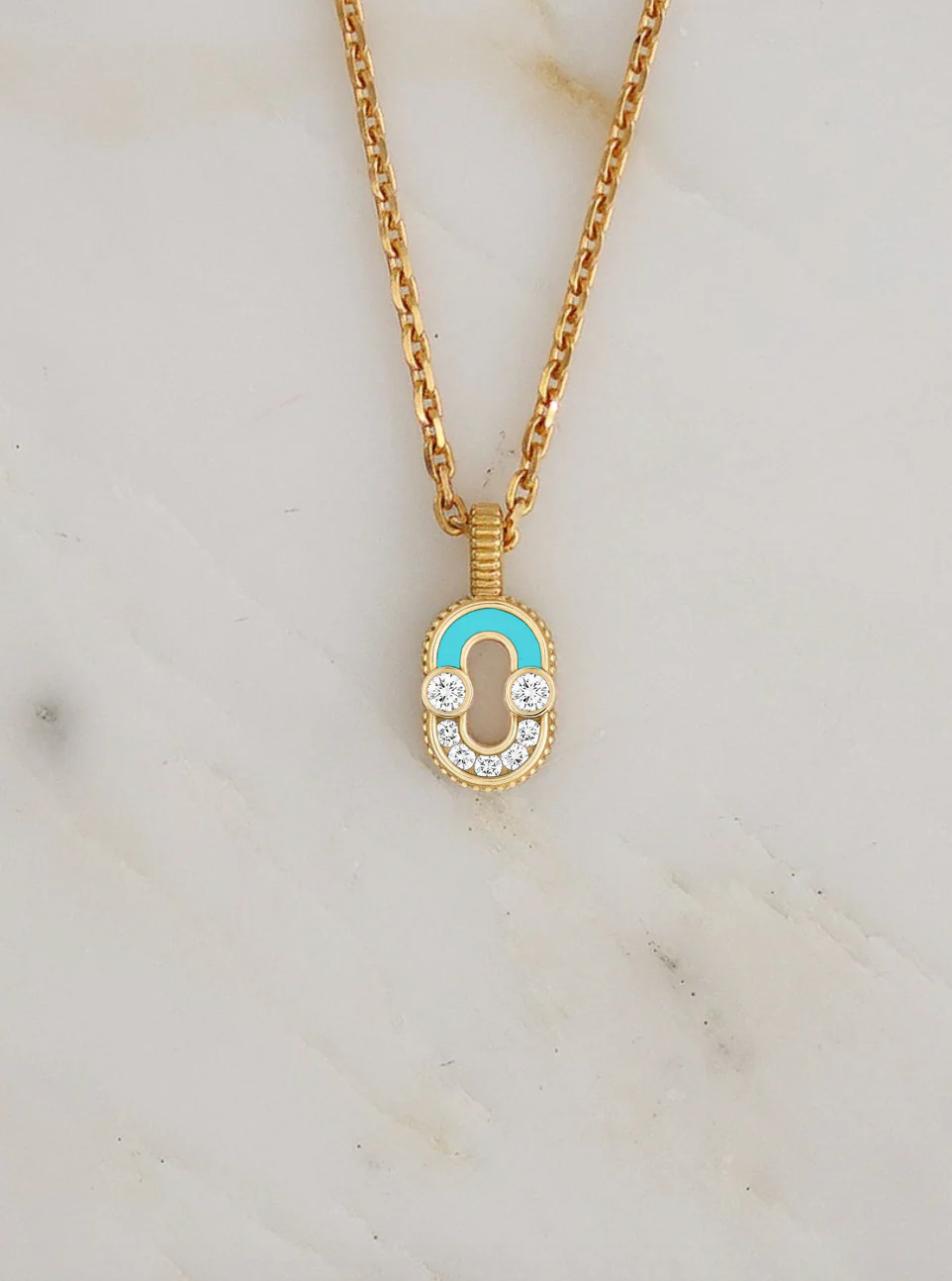 Magnetic Pendant with Turquoise and Diamonds