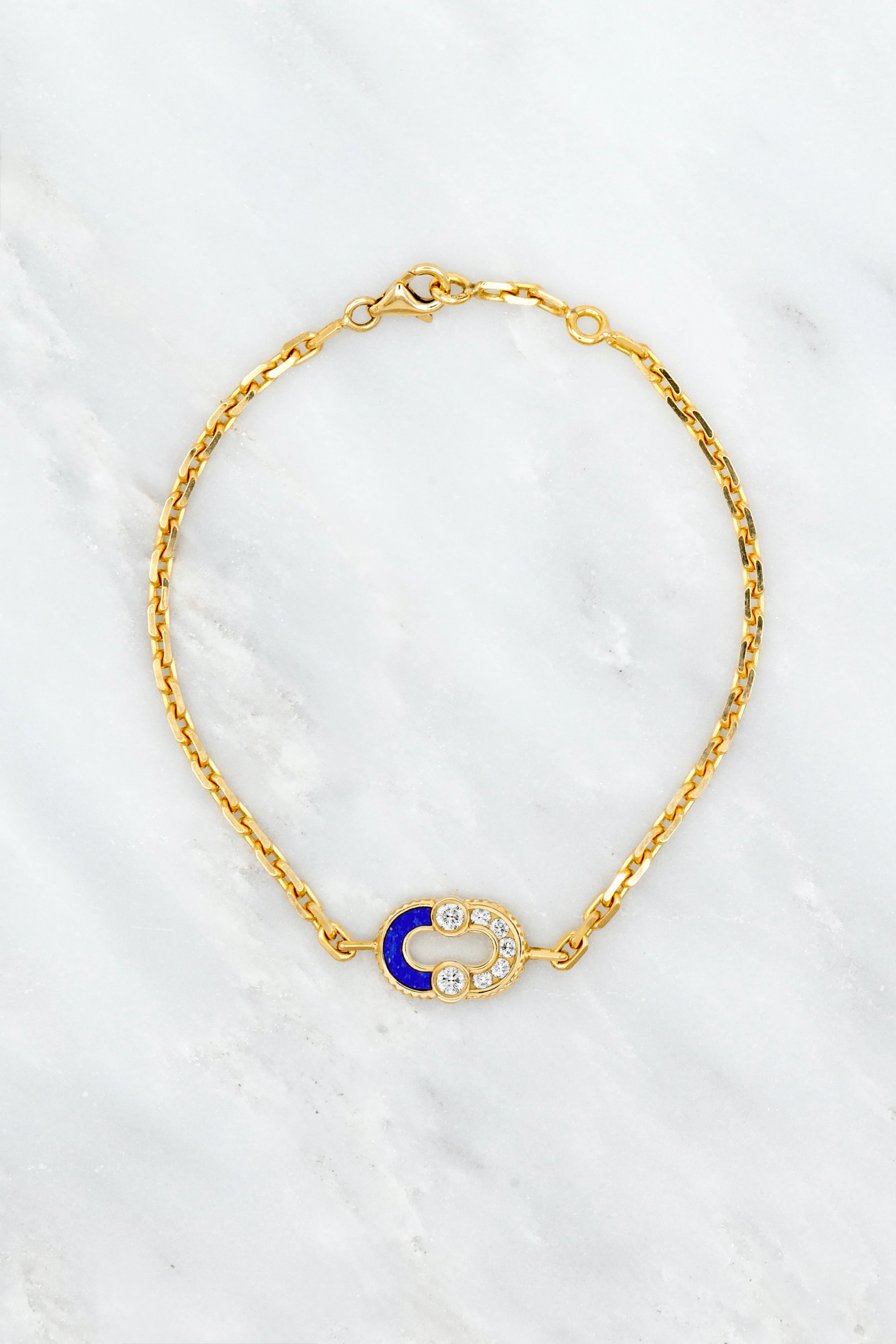 Magnetic Semi Bracelet with Lapis & Diamonds