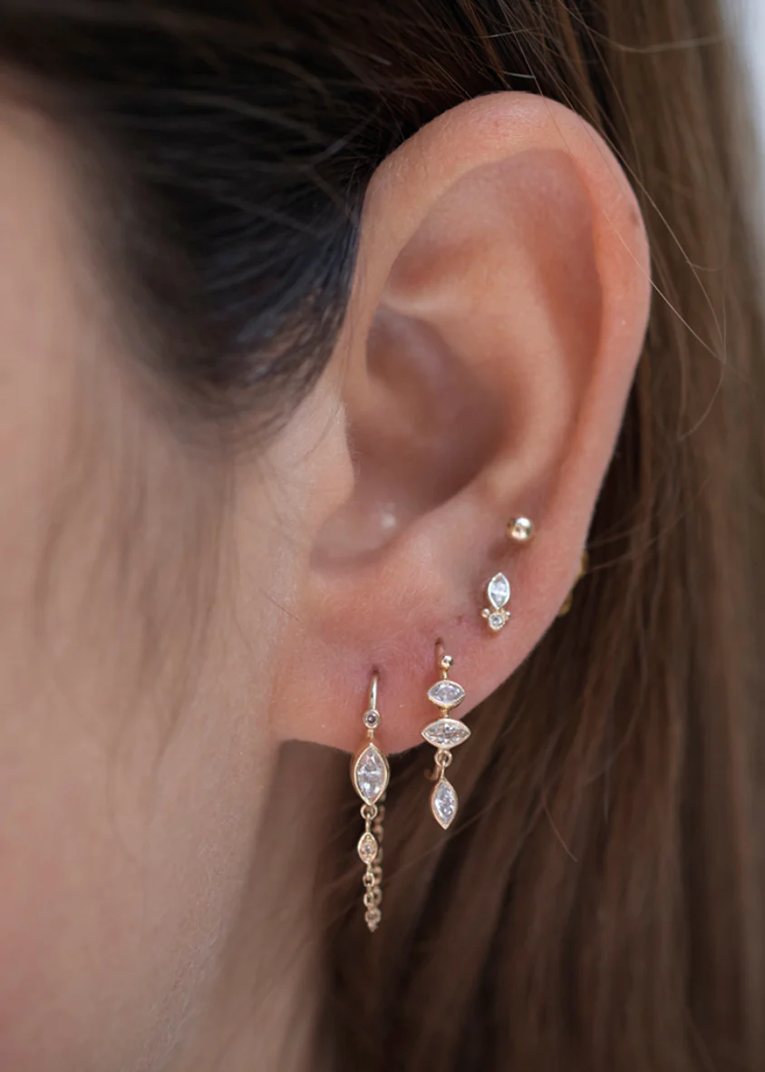 Marquise Diamond Spaceship Stud (Single Earring) - Image 2