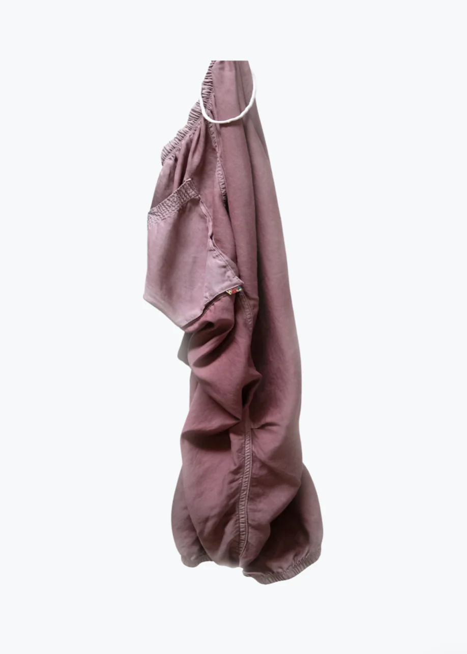 Matte Satin Drawcord Biggy Pants in Blush Powder