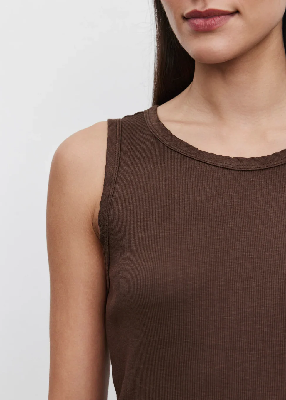 Maxie Ribbed Tank Top in Bark - Image 2