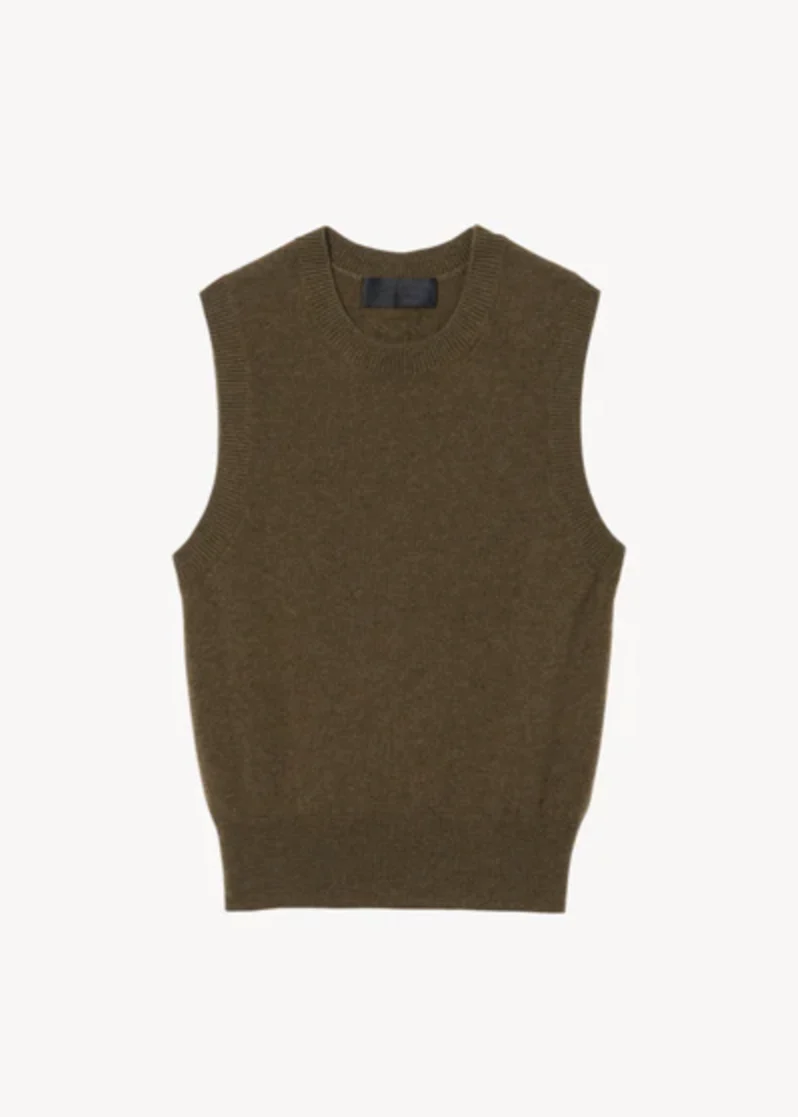 May Cashmere Tank in Dark Moss