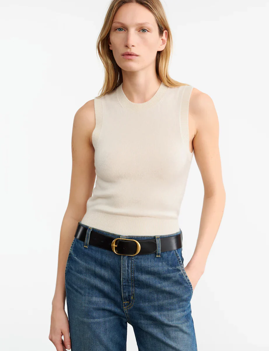 May Cashmere Tank in Ivory - Image 2