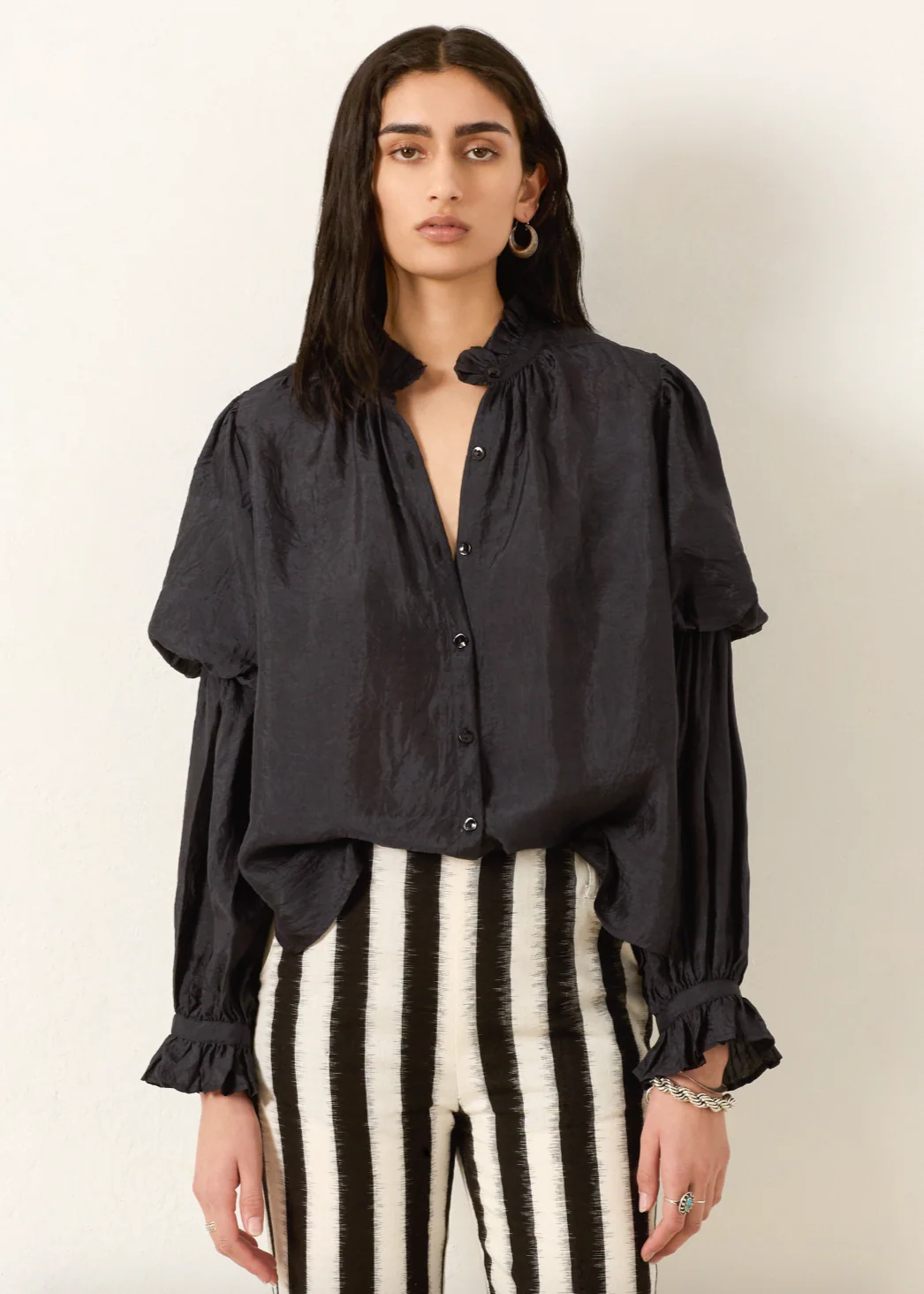Mazie Onyx Silk Shirt