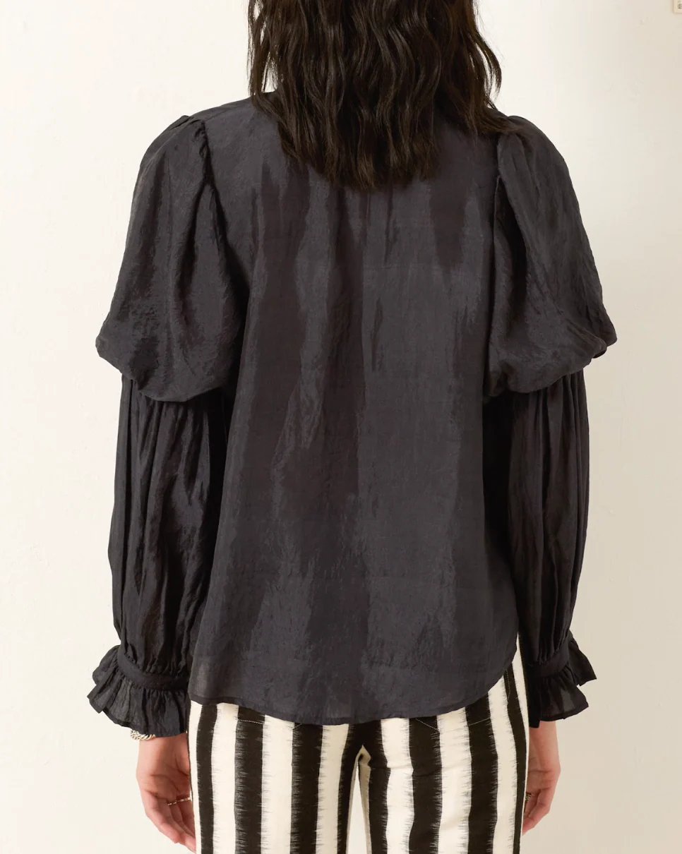 Mazie Onyx Silk Shirt - Image 2