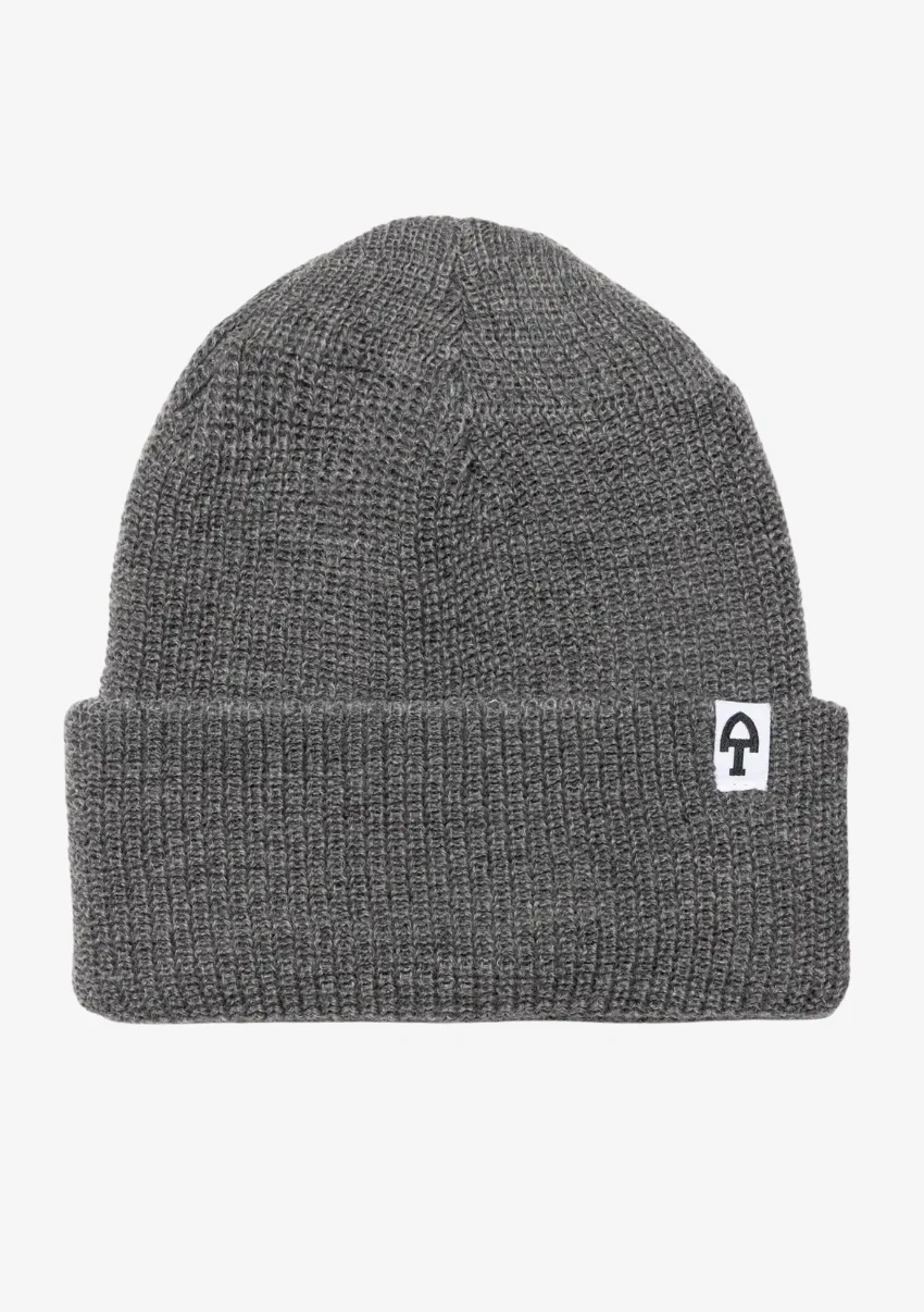 Merino Cardigan Stitch Beanie in Grey