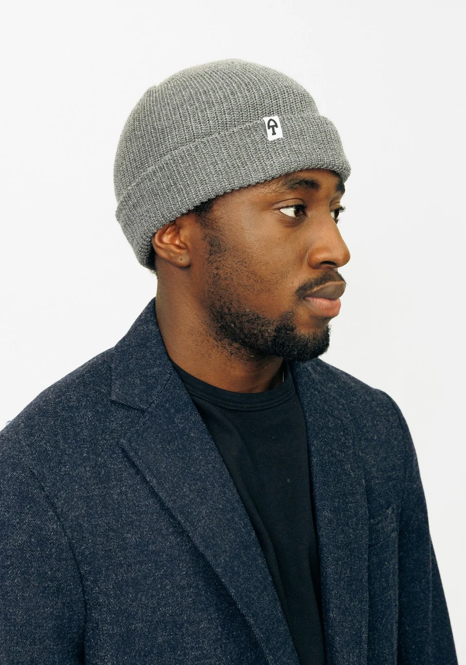 Merino Cardigan Stitch Beanie in Grey - Image 2