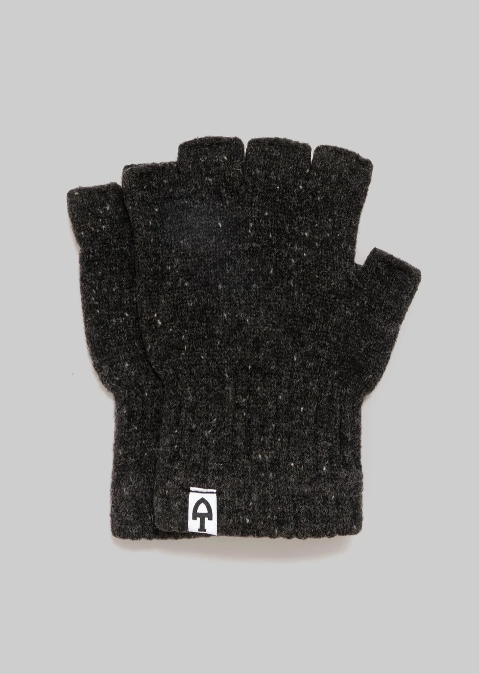 Merino Donegal Fingerless Gloves in Charcoal