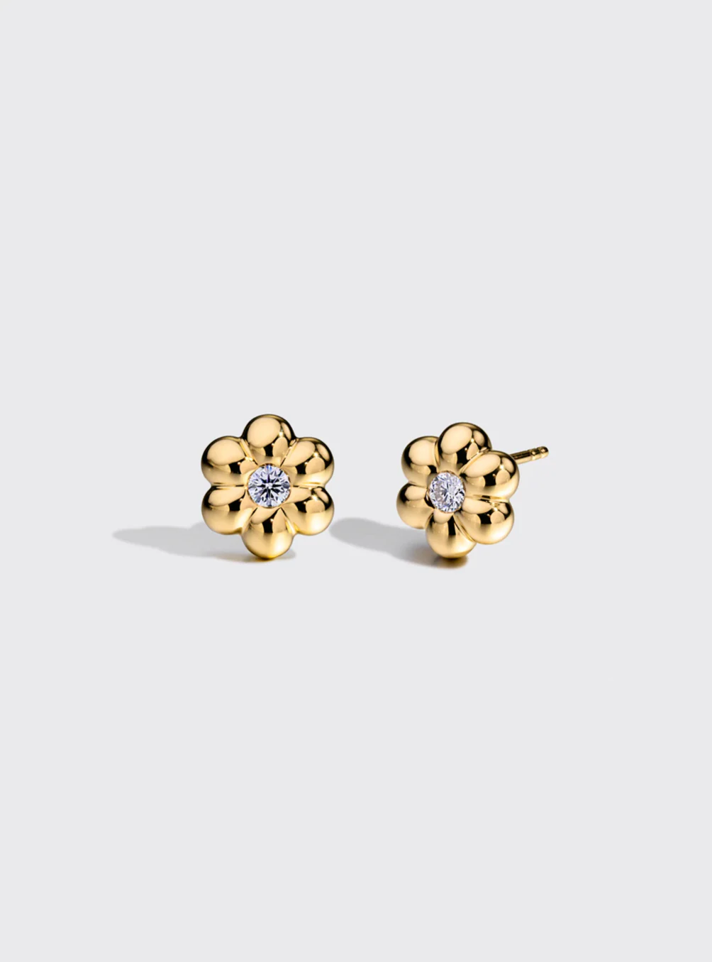 Mini Diamond Flower Puff Studs