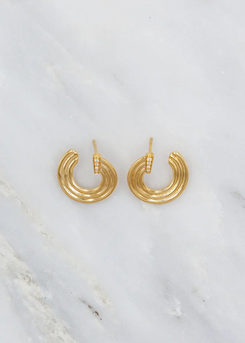 Mini Record Crescent Earring