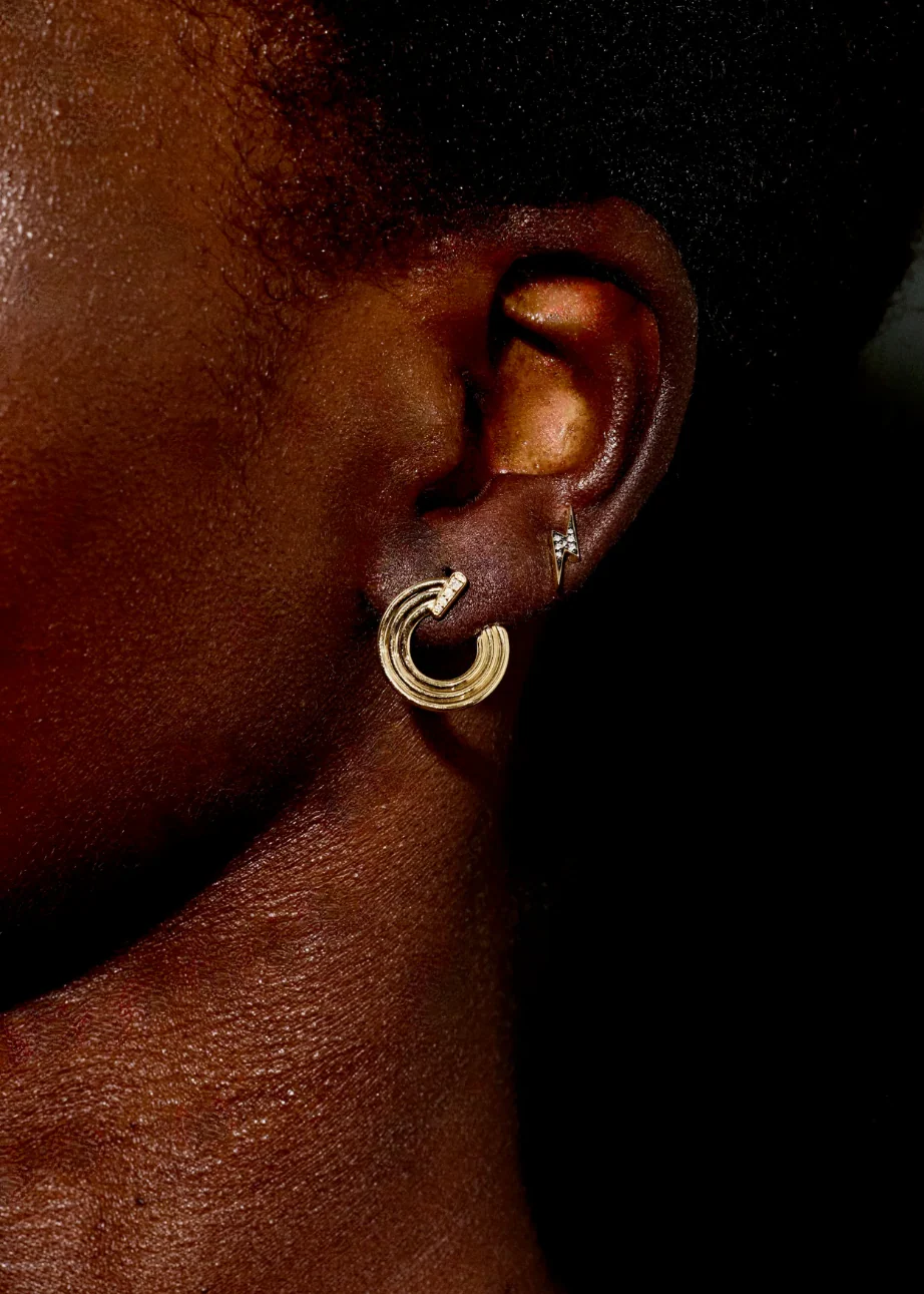Mini Record Crescent Earring - Image 2