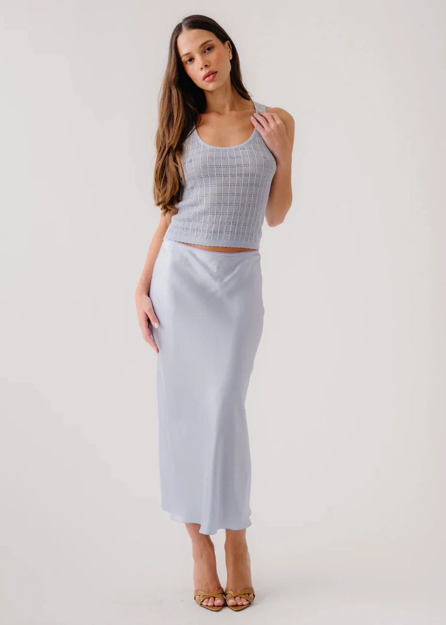 Miranda B Scallop Trim Bias Cut Skirt in Whisper - Image 2