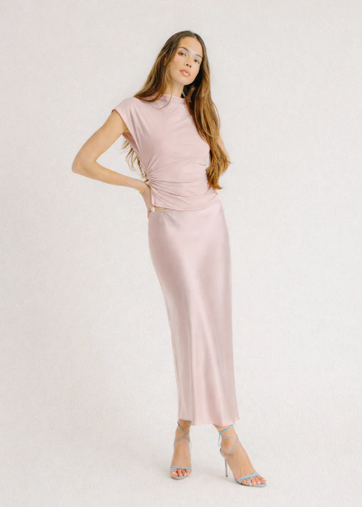 Miranda B Scallop Trim Bias Cut Skirt in Lunar - Image 2