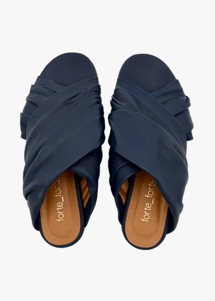 Nappa Leather Flat Sandals in Notte - Image 2