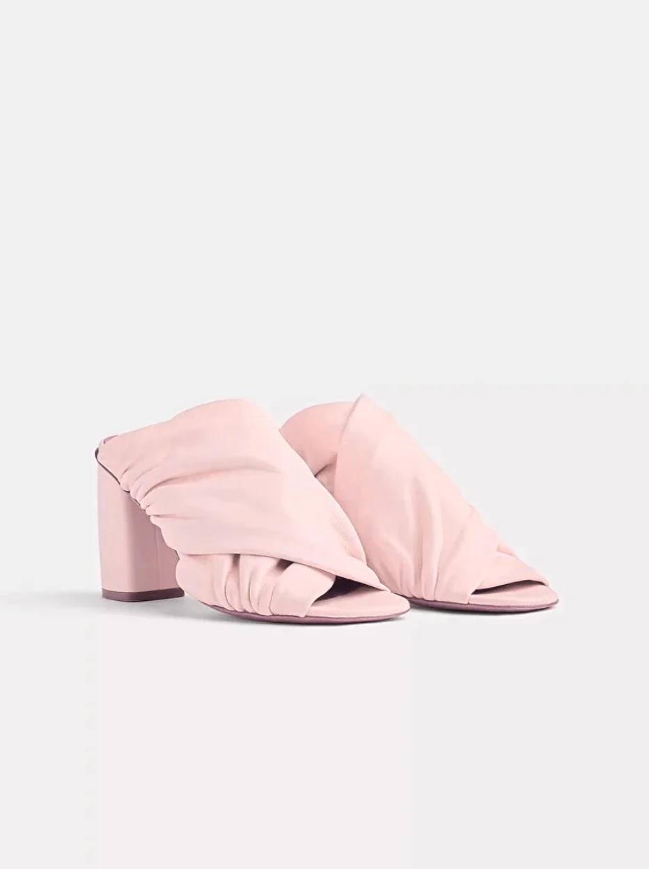 Nappa Leather Heeled Sandals in Petalo - Image 2