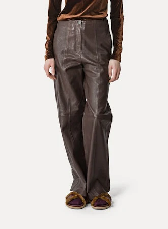 Nappa Leather Trousers in Cacao - Image 2