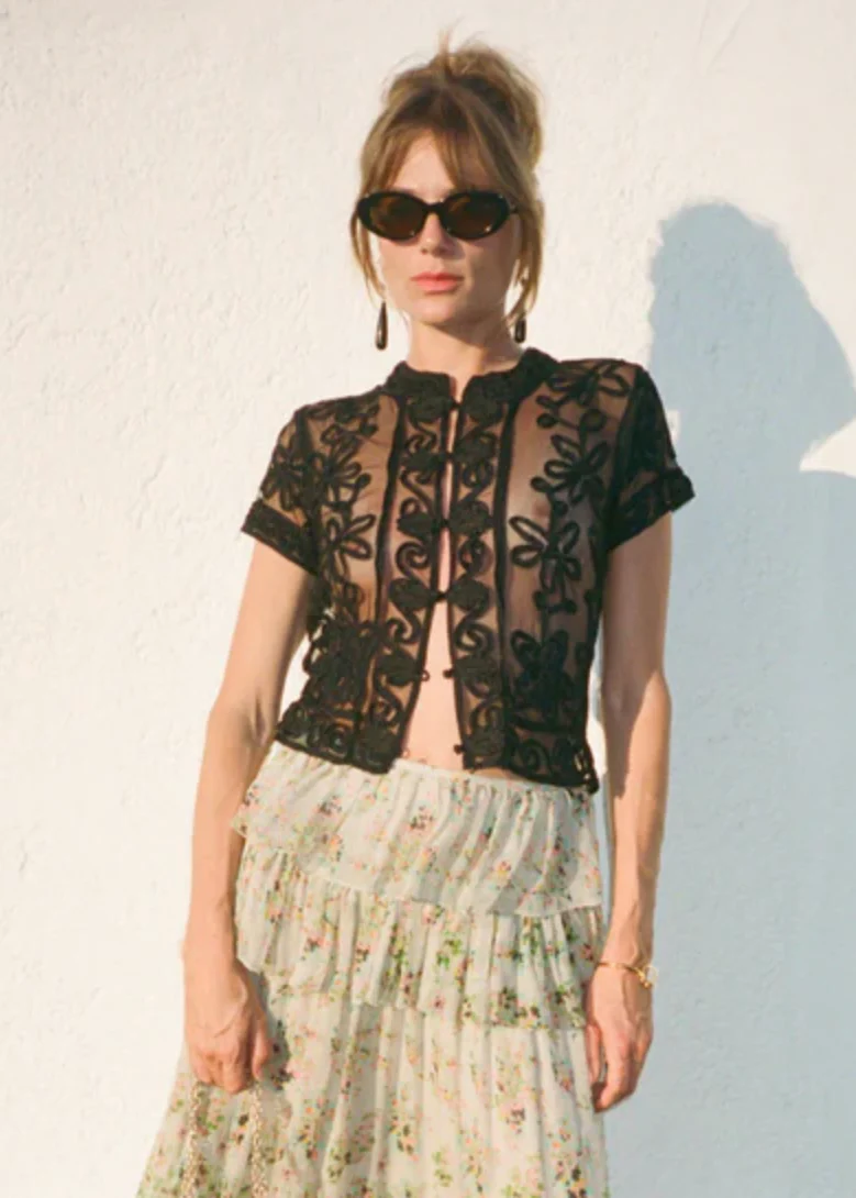 Nikola Soutache Top in Black - Image 2