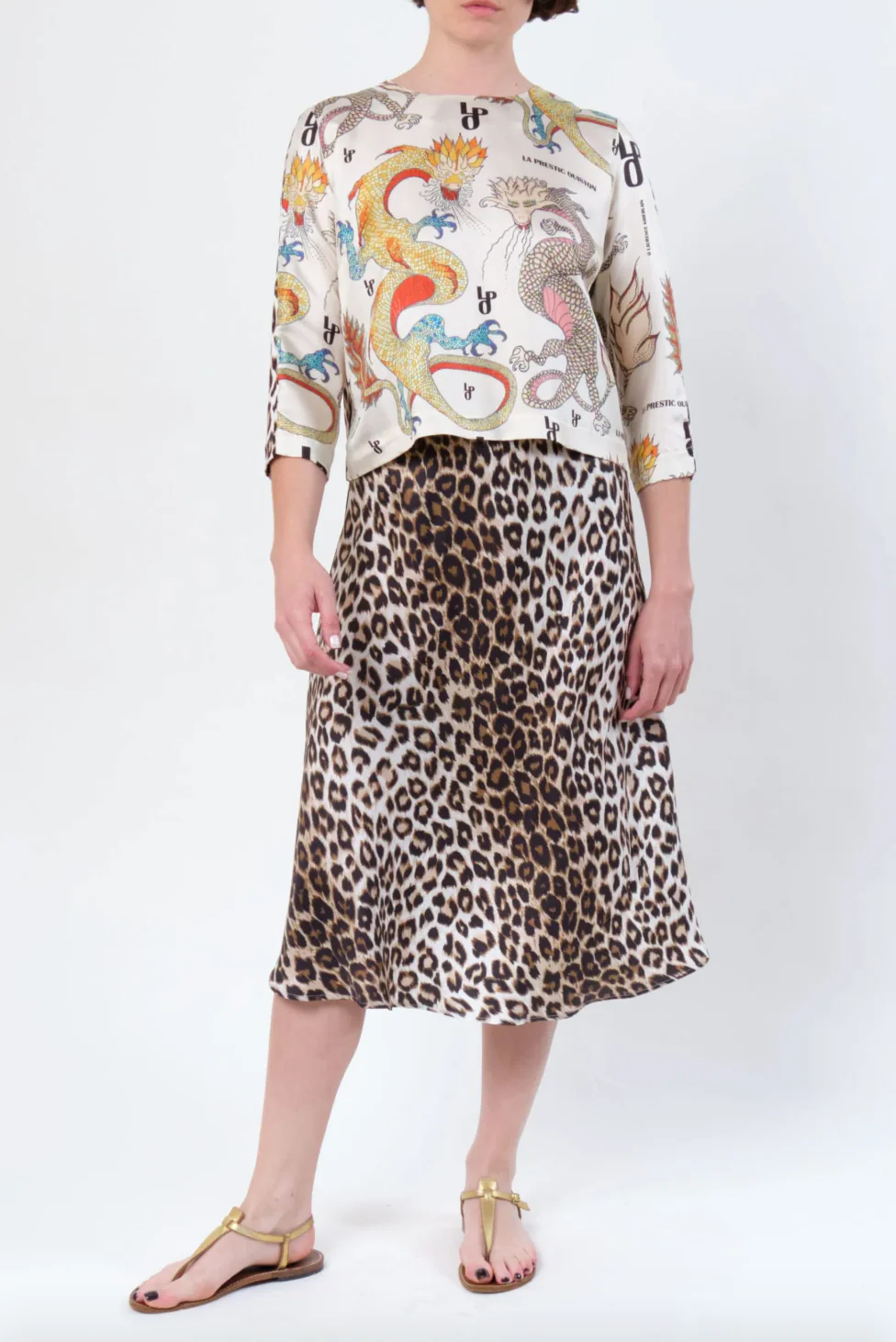 Silk Nola Panther Midi Skirt - Image 4