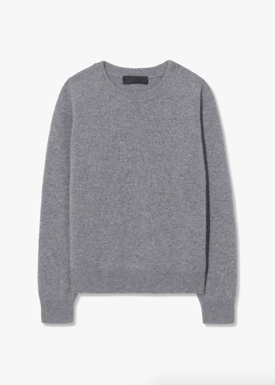 Nora Cashmere Sweater in Medium Grey Melange