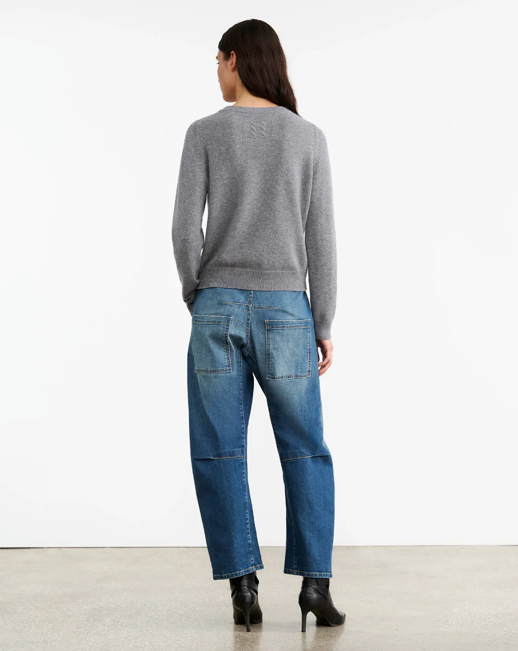 Nora Cashmere Sweater in Medium Grey Melange - Image 4