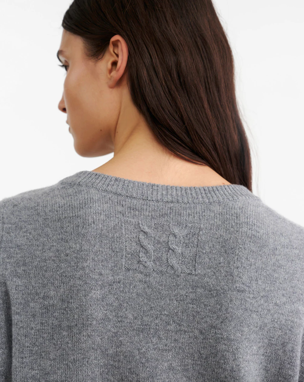 Nora Cashmere Sweater in Medium Grey Melange - Image 5