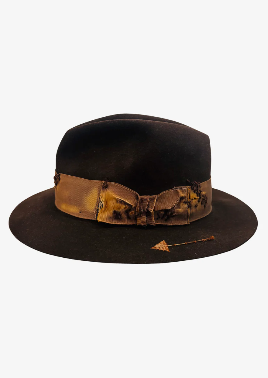 One-of-a-Kind Embellished Fedora in Brown - Image 2