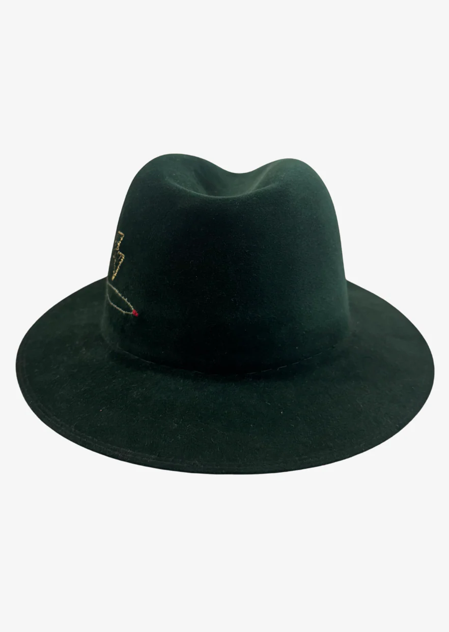 One-of-a-Kind Embellished Fedora in Green - Image 3