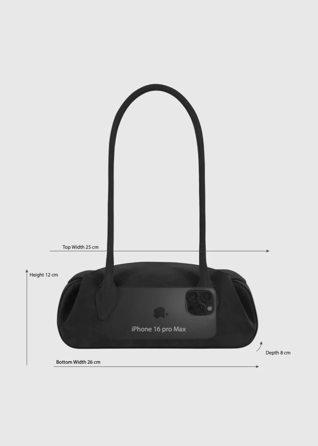 Oyster Mini Shoulder Bag in Black Pebble Leather - Image 4