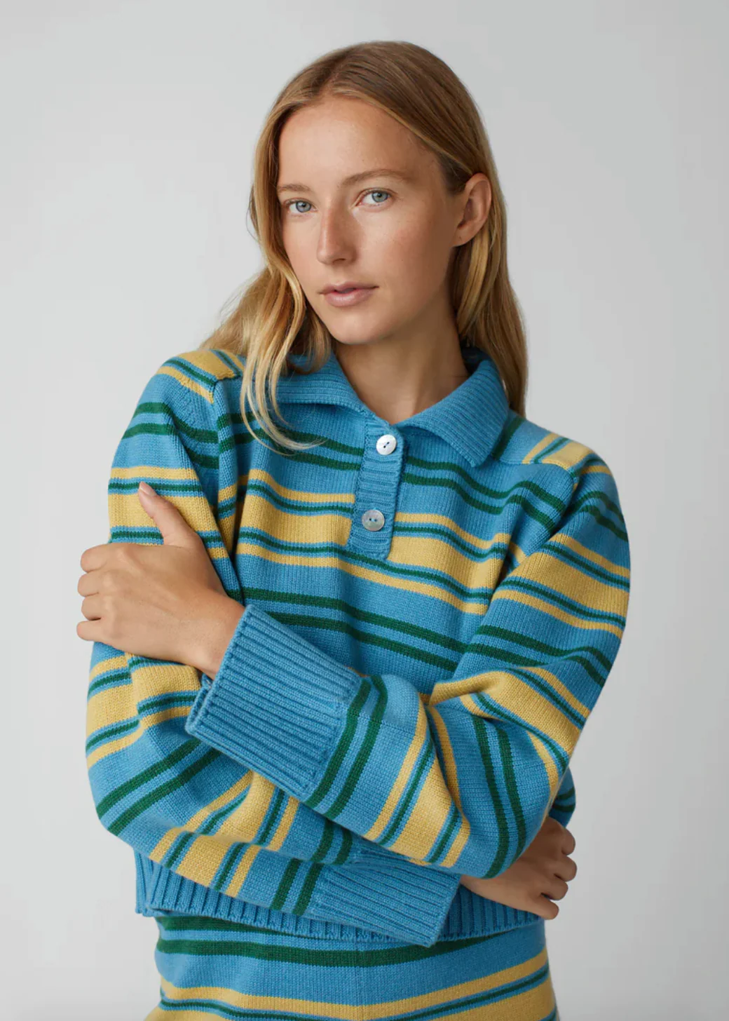 Paper Stripe Cashmere Polo - Image 2